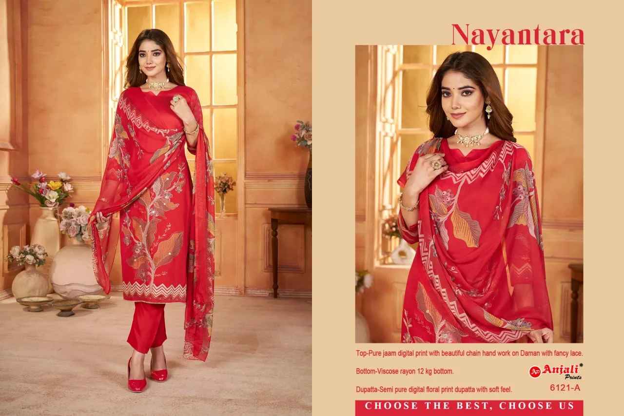 Nayantara Pure Jaam digital printed unstitched suit .