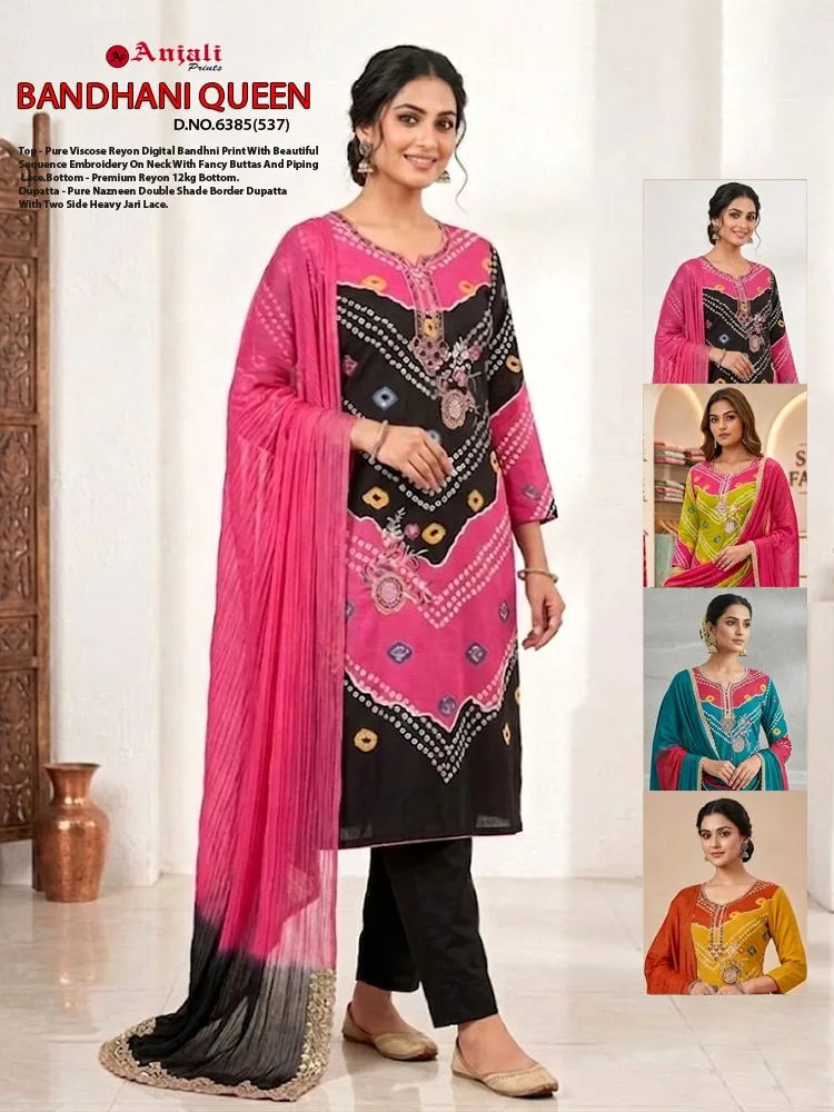 Bandhani Queen Pure Viscose Rayon Digital Printed Suit
