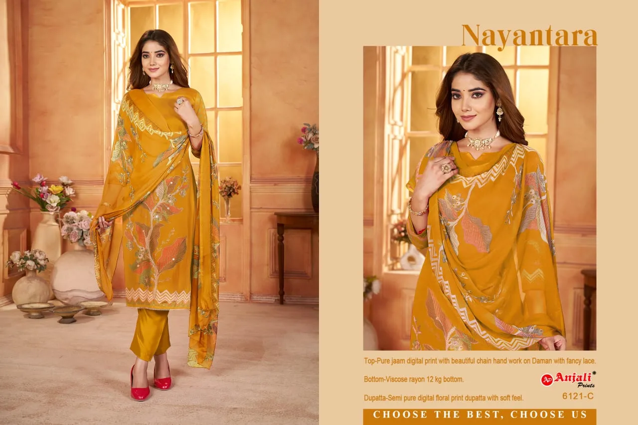 Nayantara Pure Jaam digital printed unstitched suit .