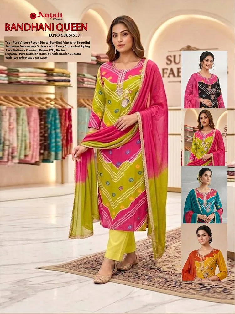 Bandhani Queen Pure Viscose Rayon Digital Printed Suit